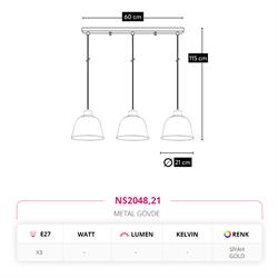 Nevo Üçlü Sıralı Sarkıt Siyah Gold NS2048