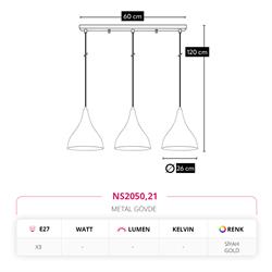 Nevo Üçlü Sıralı Sarkıt Siyah Gold NS2050