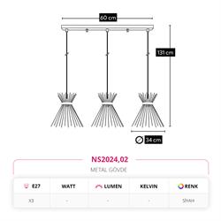 Nevo Üçlü Sıralı Sarkıt Siyah NS2024