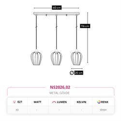 Nevo Üçlü Sıralı Sarkıt Siyah NS2026