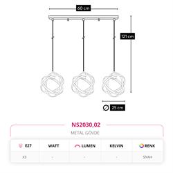 Nevo Üçlü Sıralı Sarkıt Siyah NS2030