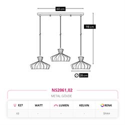 Nevo Üçlü Sıralı Sarkıt Siyah NS2061