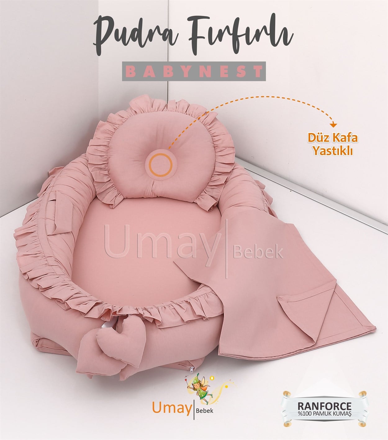 Umay BebekBabynest, bebek pikesi - Pudra Fırfırlı 
