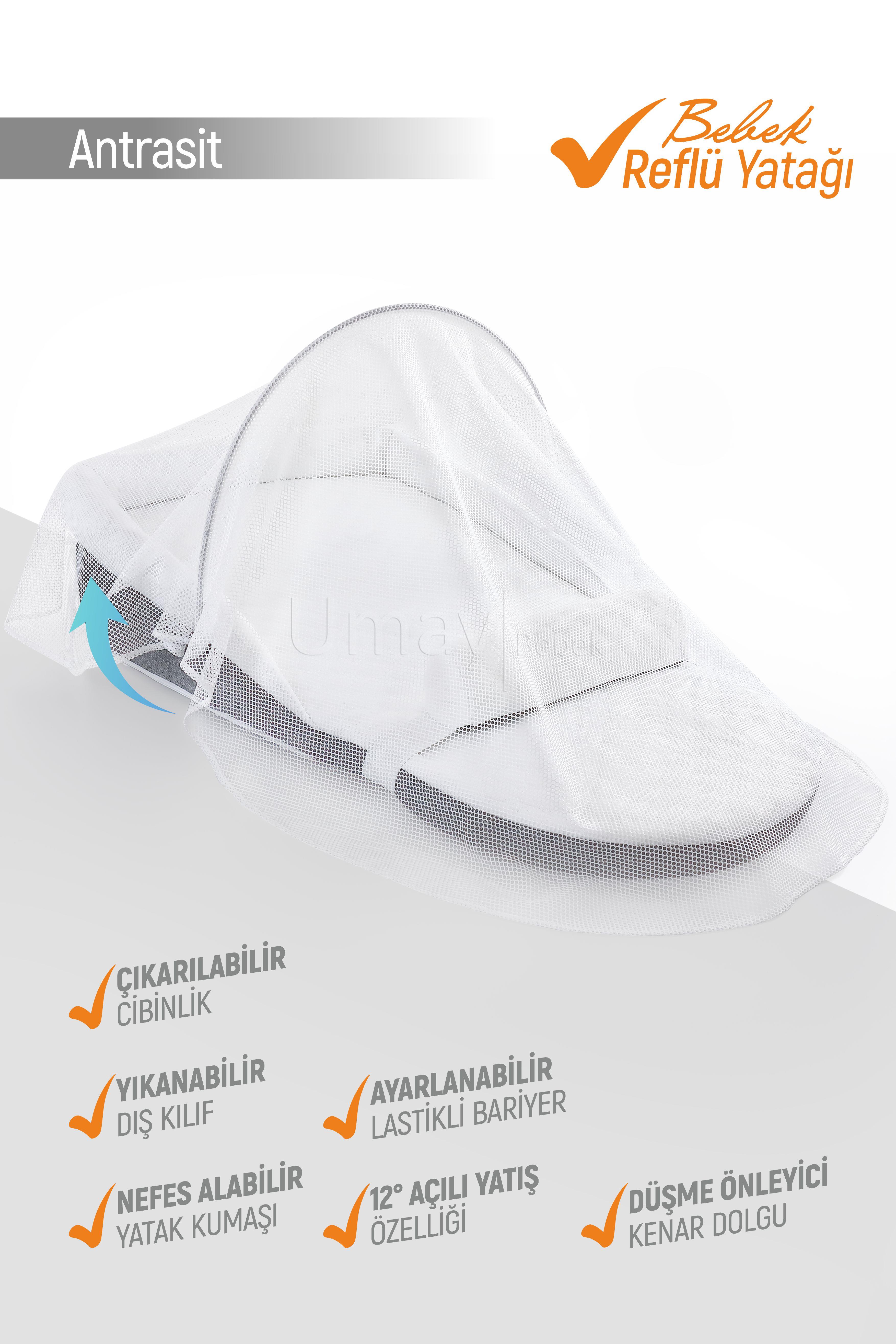 Umay BebekBebek Reflü Yatağı, Bebek Yatak - Antrasit