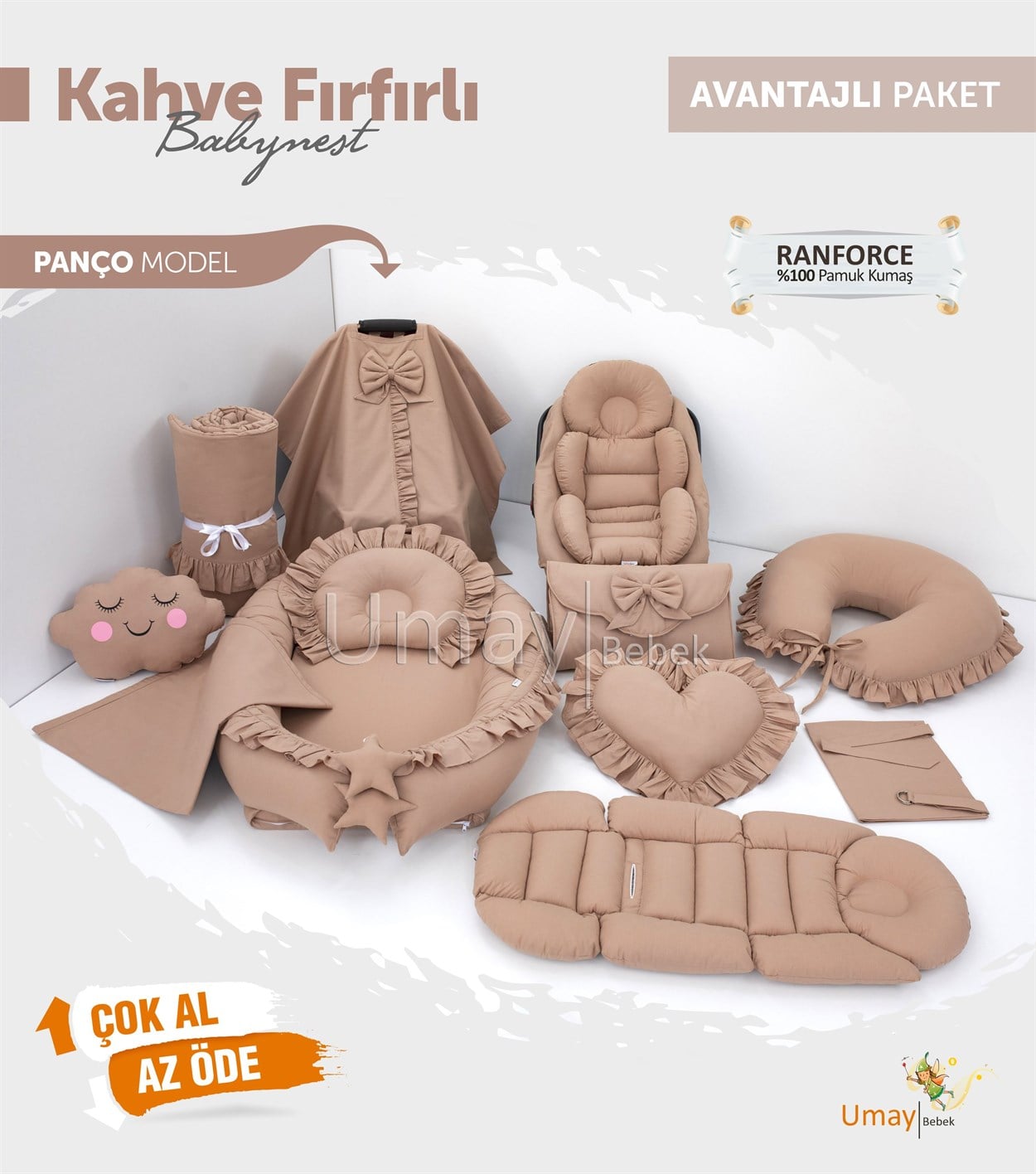 Umay BebekKahve Fırfırlı Komple Set