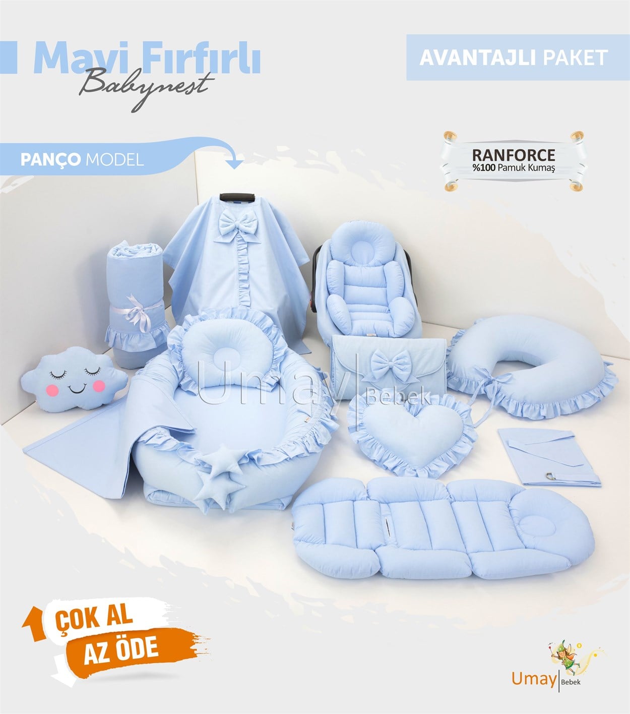 Umay BebekMavi Fırfırlı Komple Set