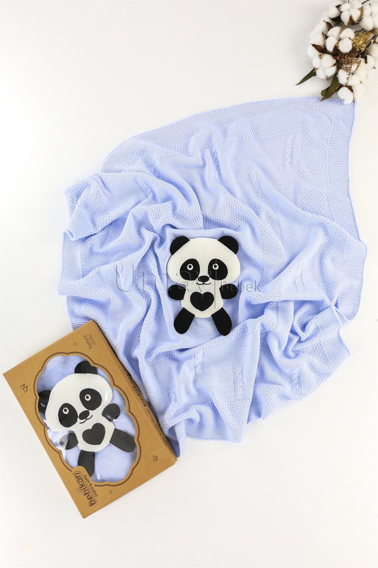 kraftPanda Örgü Battaniye Mavi