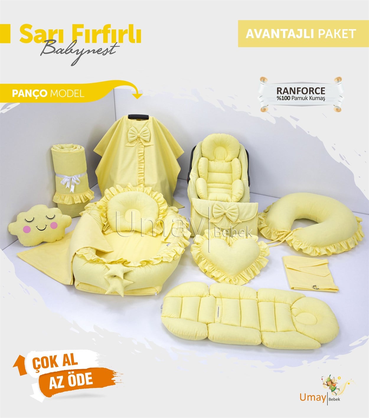 Umay BebekSarı Fırfırlı Komple Set