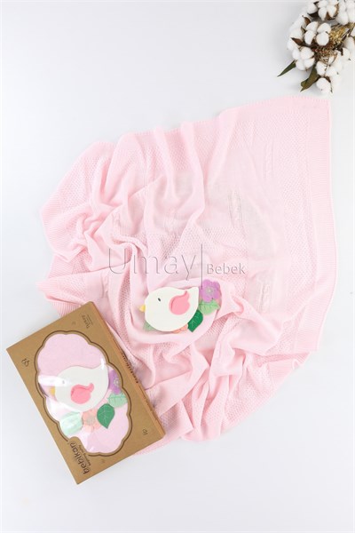 kraftKuş Örgü Battaniye Pembe