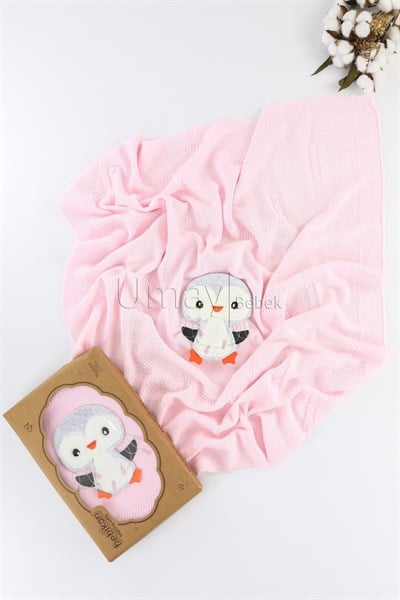 kraftPenguen Örgü Battaniye Pembe