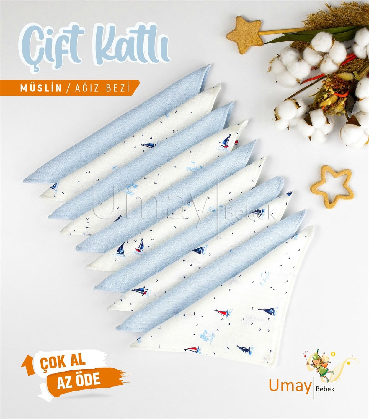 Umay Bebek10'lu Müslin Ağız Bezi - Okyanus