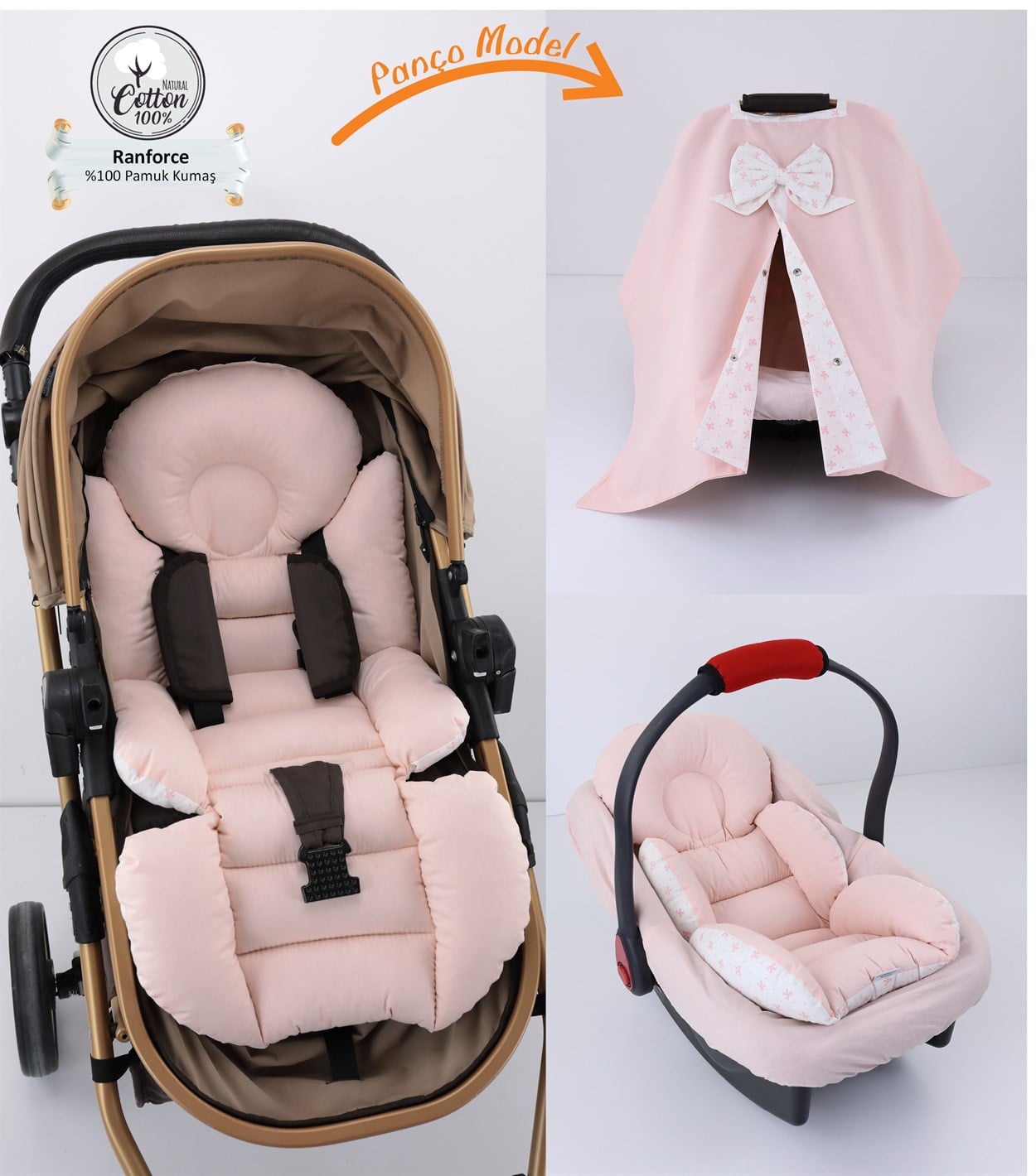 fabulinus4' lü Puset Takımı Pembe  (Panço Model)