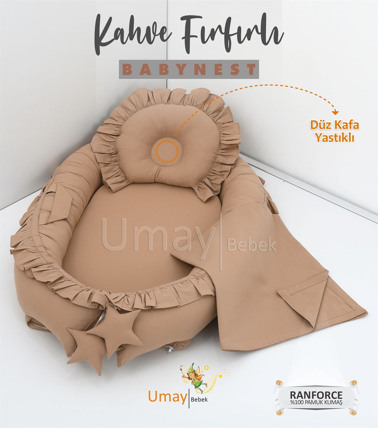 Umay BebekBabynest, bebek pikesi - Kahve Fırfırlı 