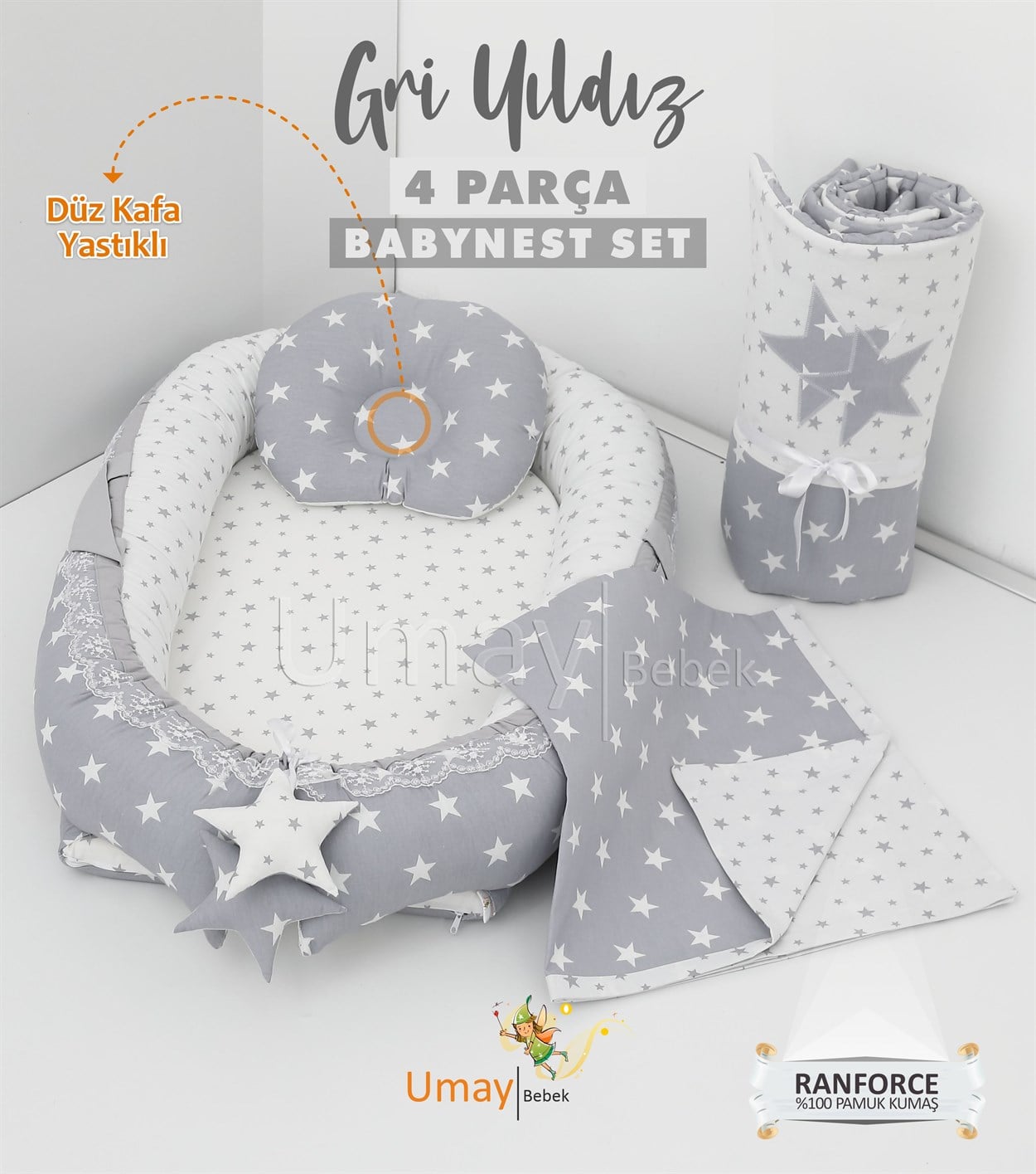 Umay BebekBabynest, Bebek pikesi, yorganı - Gri Yıldız