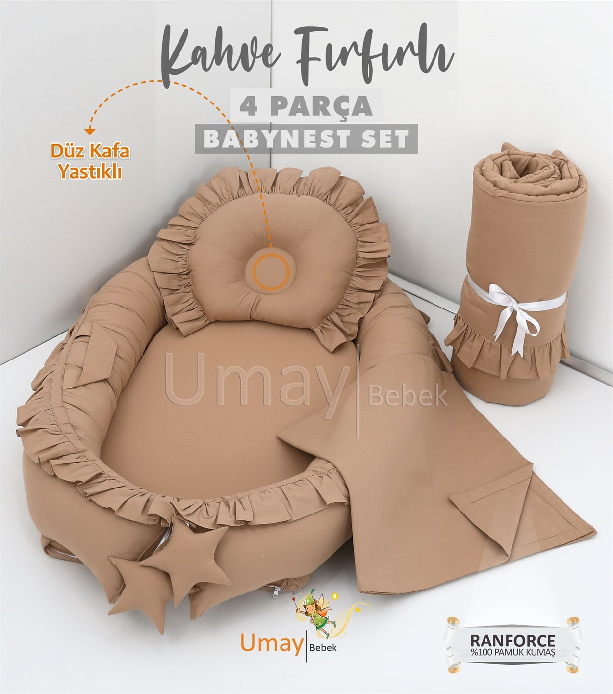 Umay BebekBabynest, Bebek pikesi, yorganı - Kahve Fırfırlı