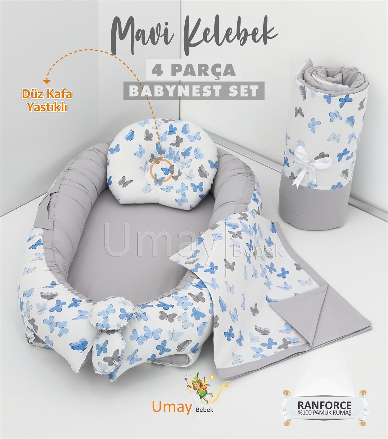Umay BebekBabynest, Bebek pikesi, yorganı - Mavi Kelebek