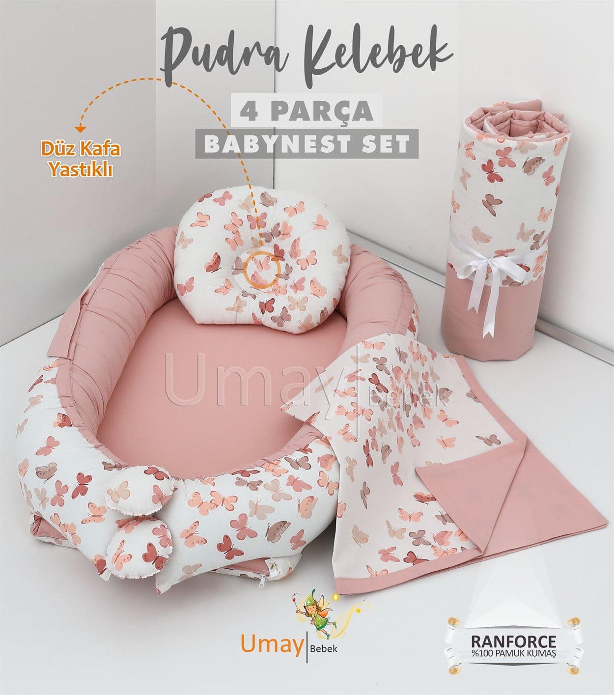 Umay BebekBabynest, Bebek pikesi, yorganı - Pudra Kelebek