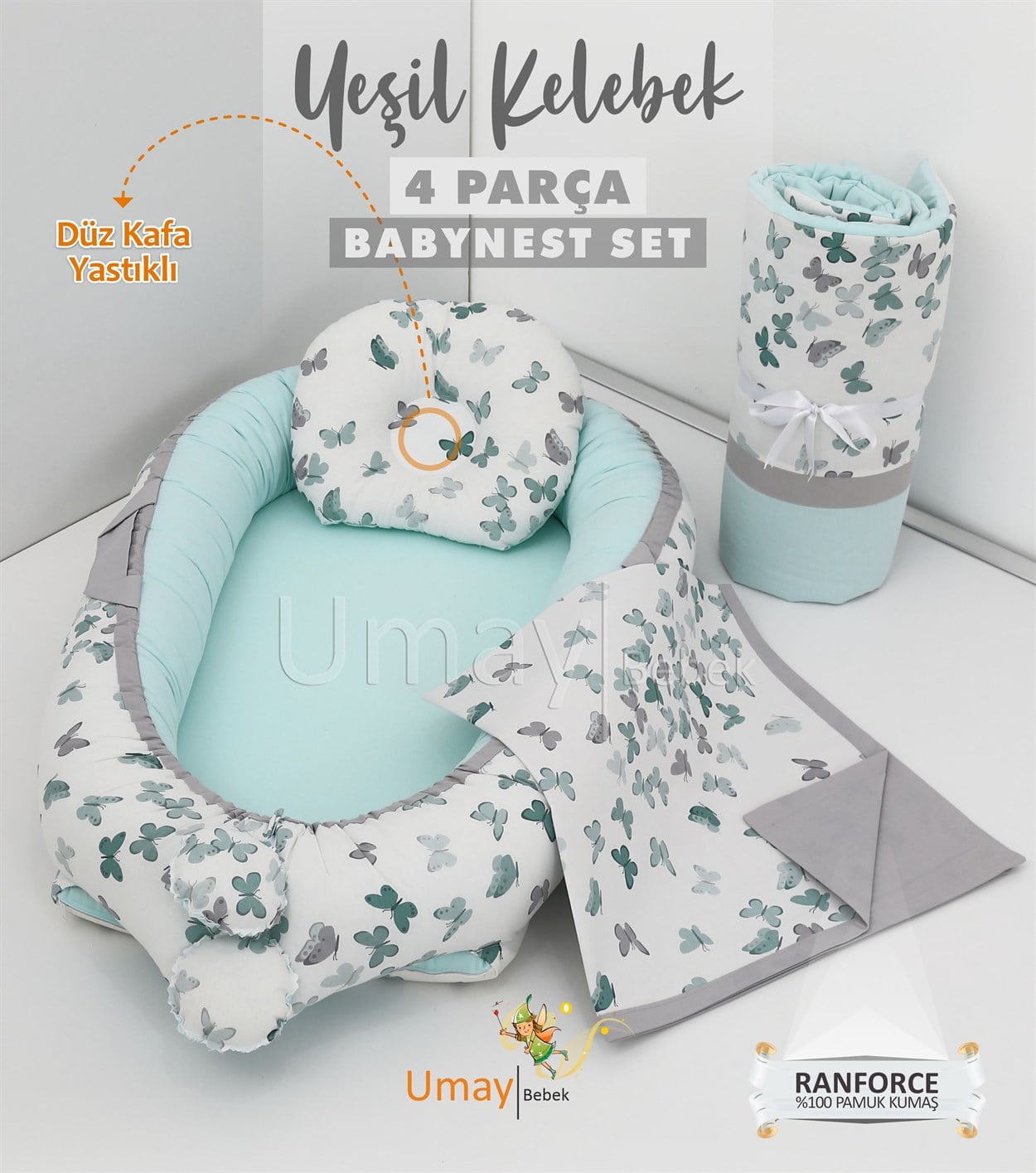 Umay BebekBabynest, Bebek pikesi, yorganı - Yeşil Kelebek
