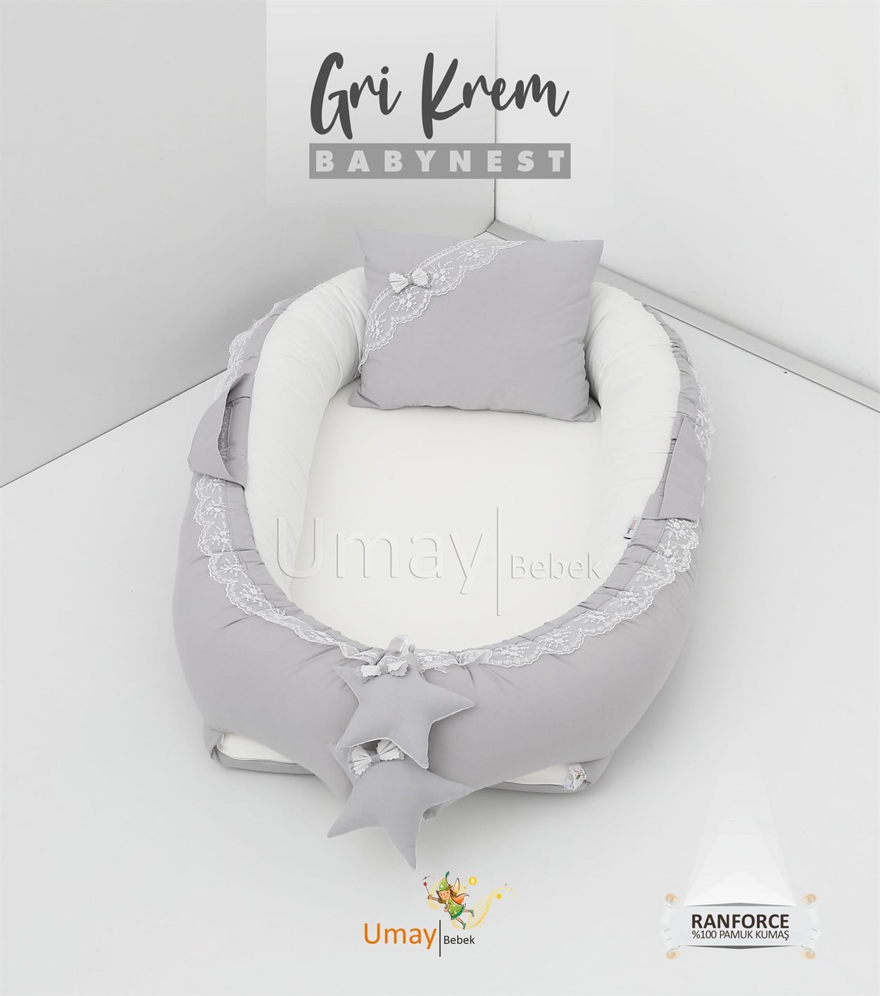 Umay BebekBabynest - Gri Krem