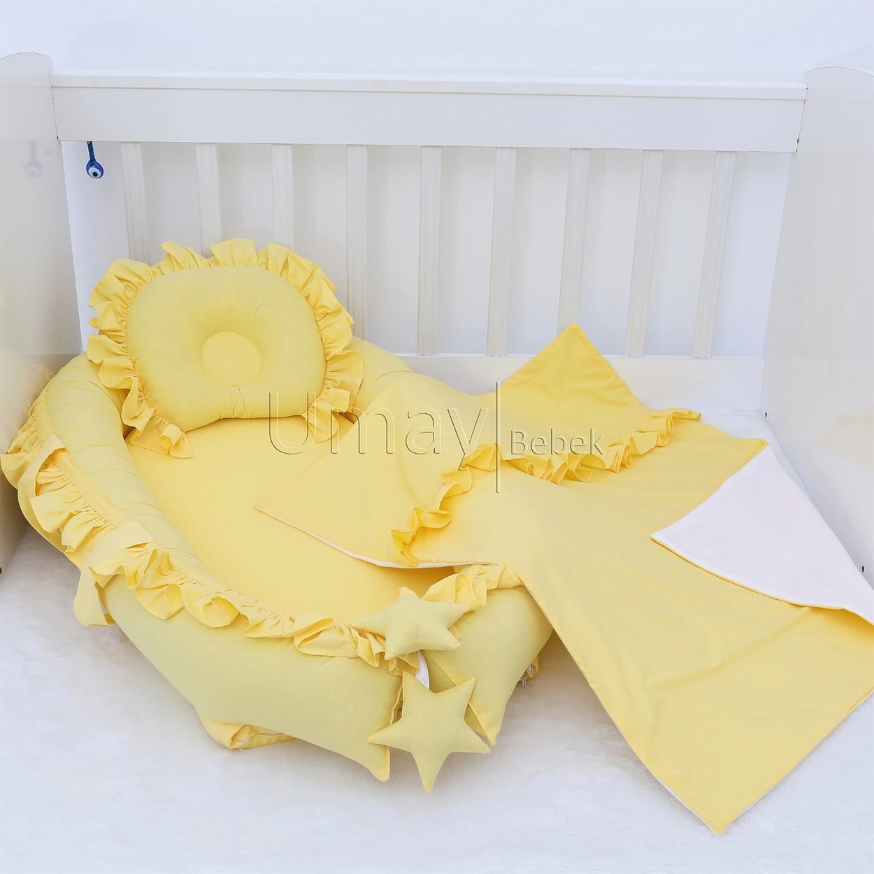Umay BebekBabynest Sarı Fırfırlı Polar Battaniyeli