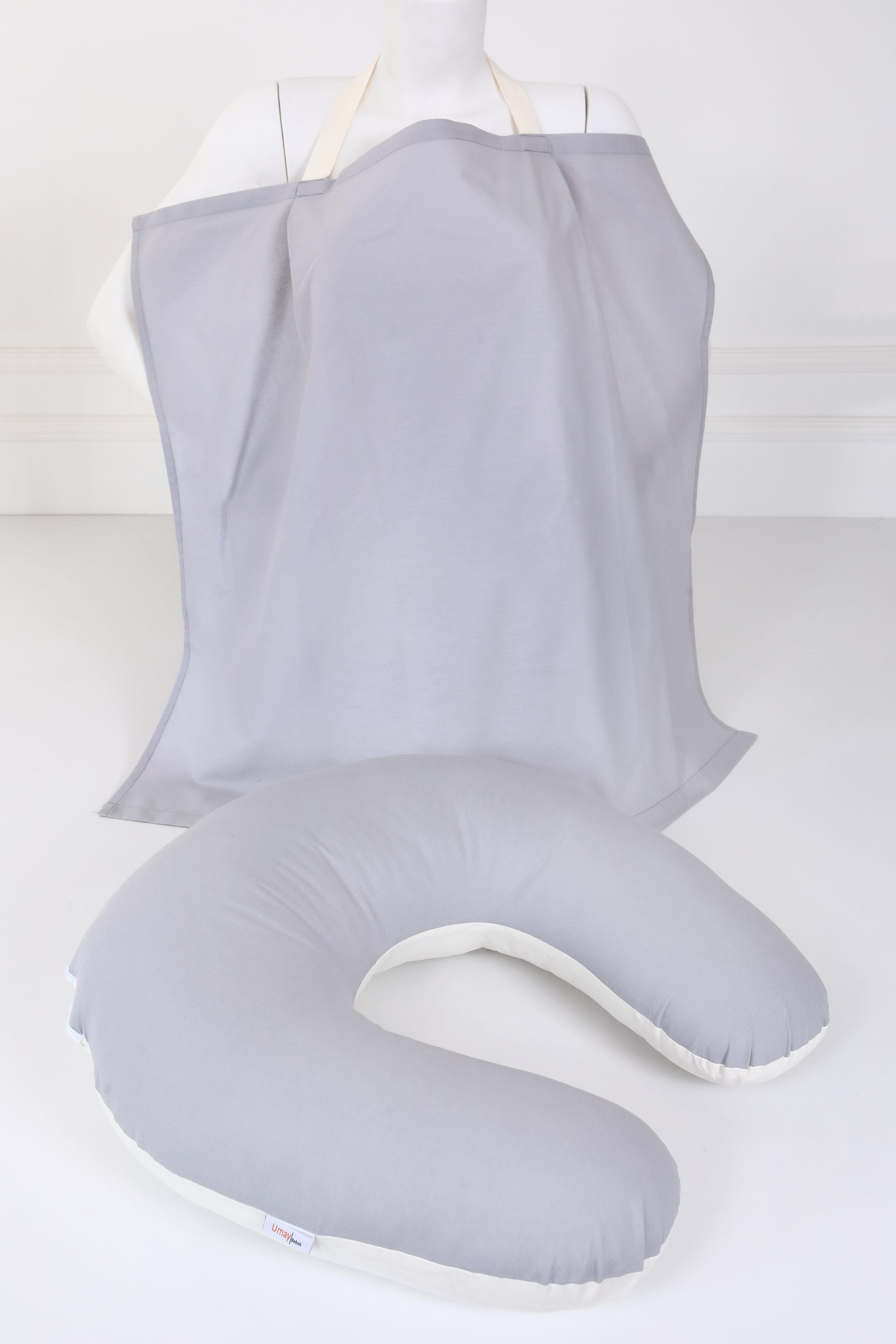 Umay BebekEmzirme Yastığı Emzirme Önlüğü Set (Gri Krem)