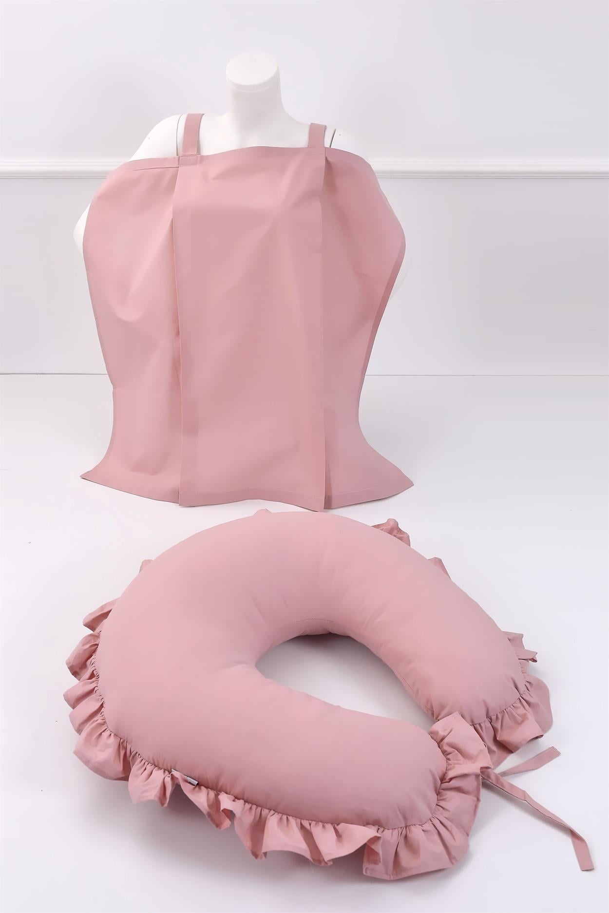 Umay BebekEmzirme Yastığı Emzirme Önlüğü Set (Pudra Fırfırlı)