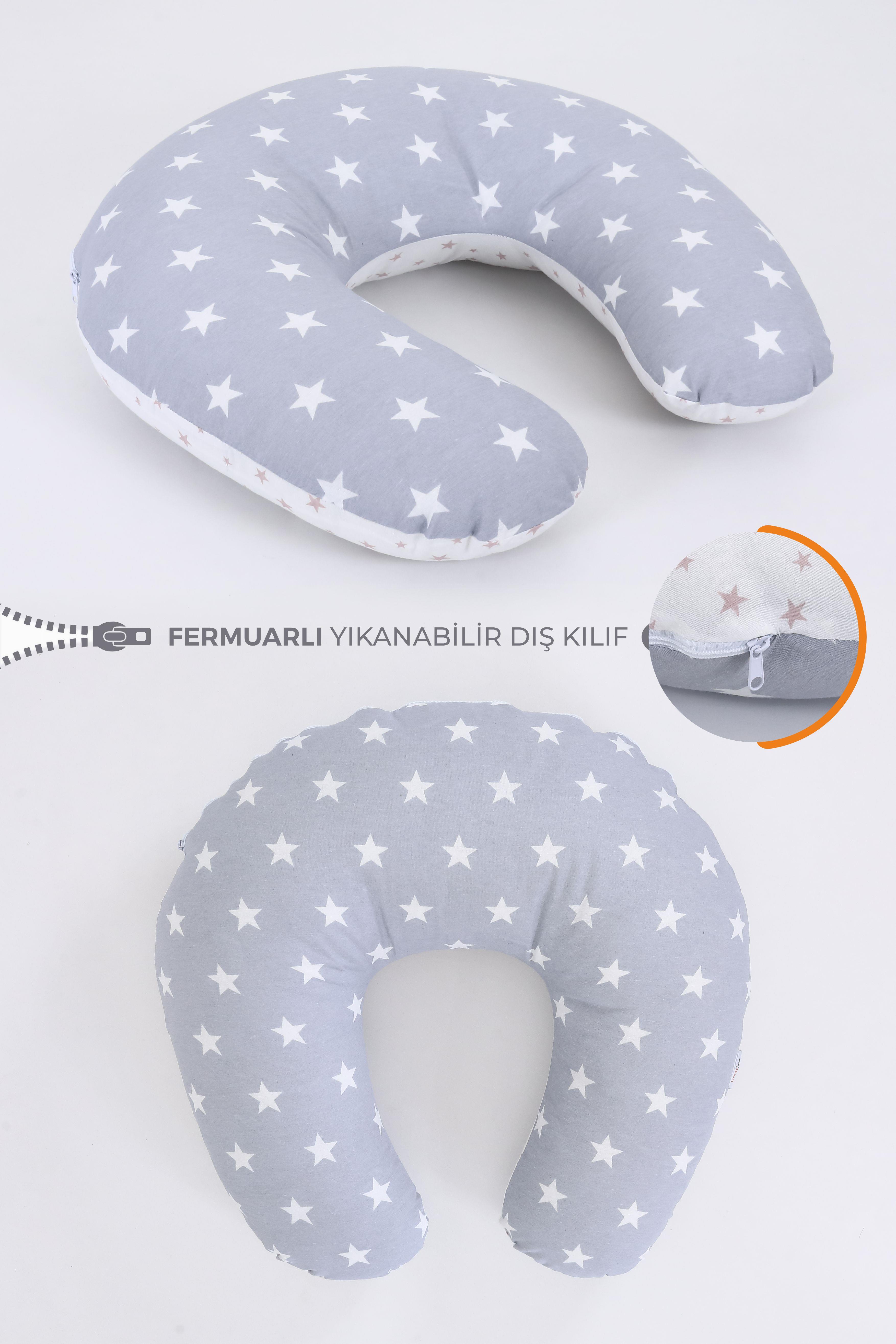 Umay BebekEmzirme Yastığı Minderi (Açık Gri Bebepembe)