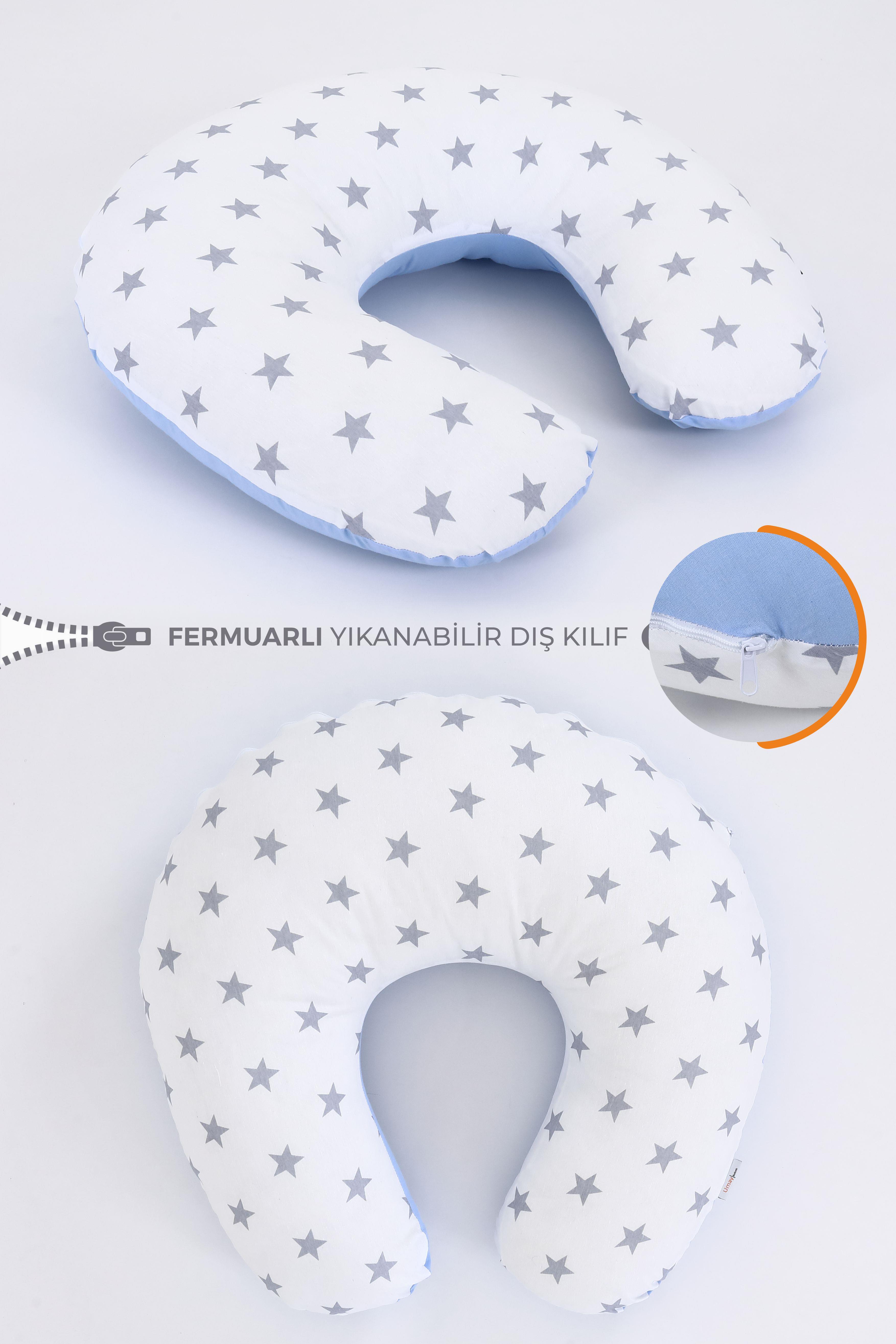 Umay BebekEmzirme Yastığı Minderi (Mavi/Beyaz Yıldız)