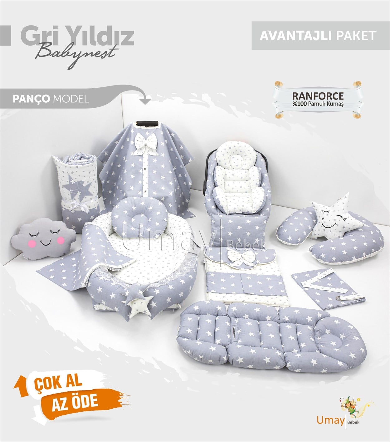 Umay BebekGri Yıldız Komple Set