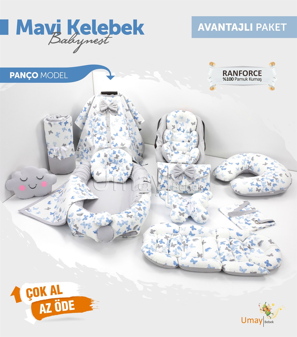 Umay BebekMavi Kelebek Komple Set (Tutmalı)