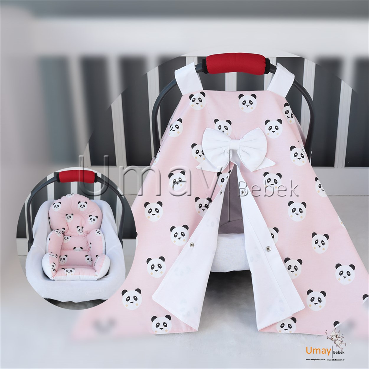 Umay BebekPembe Panda 3'lü Puset Takımı (Tutmalı)