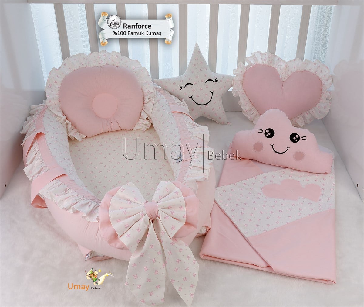 Umay BebekPembe (Prenses ) Babynest Bebek Yatak Takımı Polar Battaniyeli
