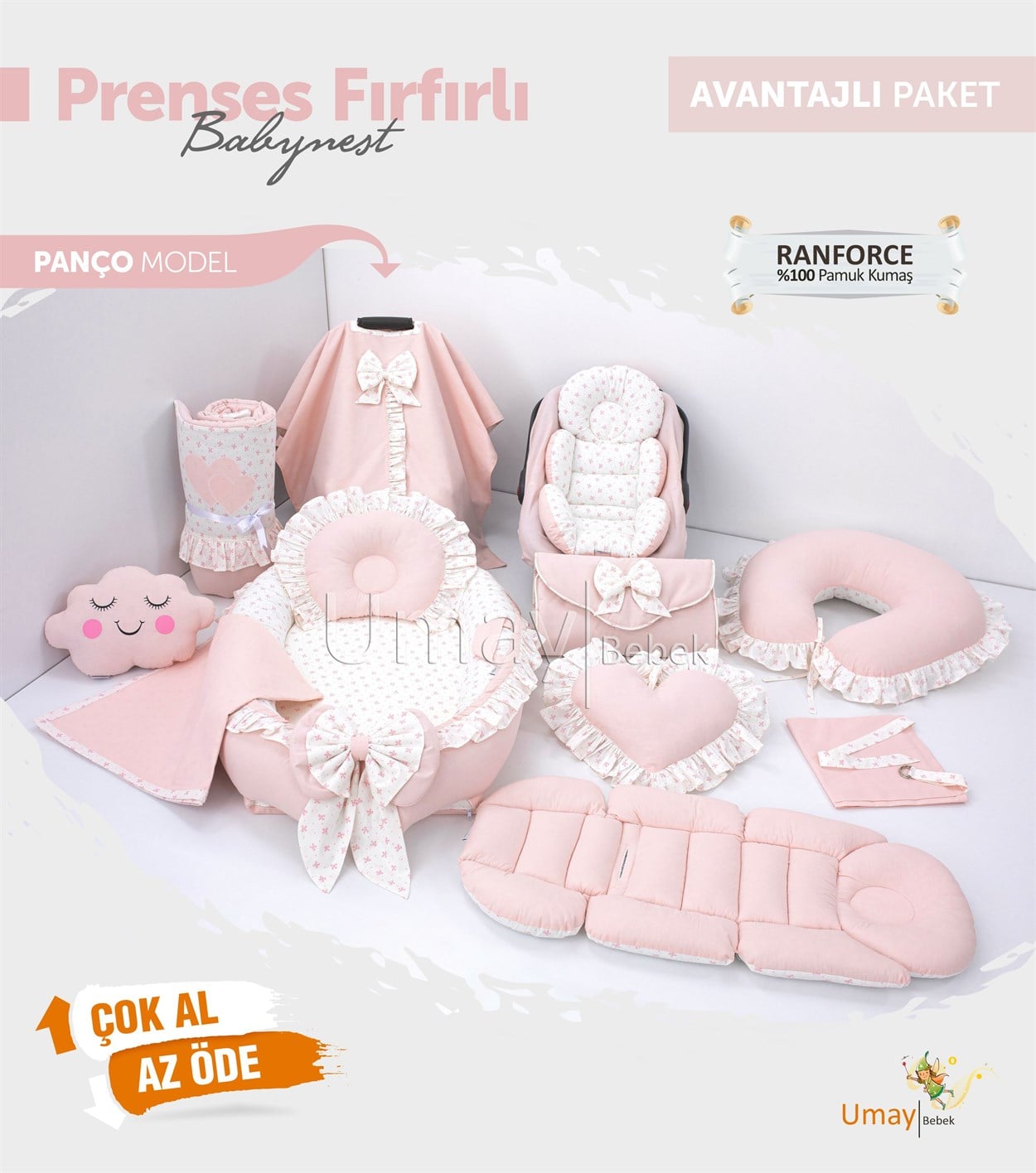 Umay BebekPrenses Fırfırlı Komple Set (Tutmalı)