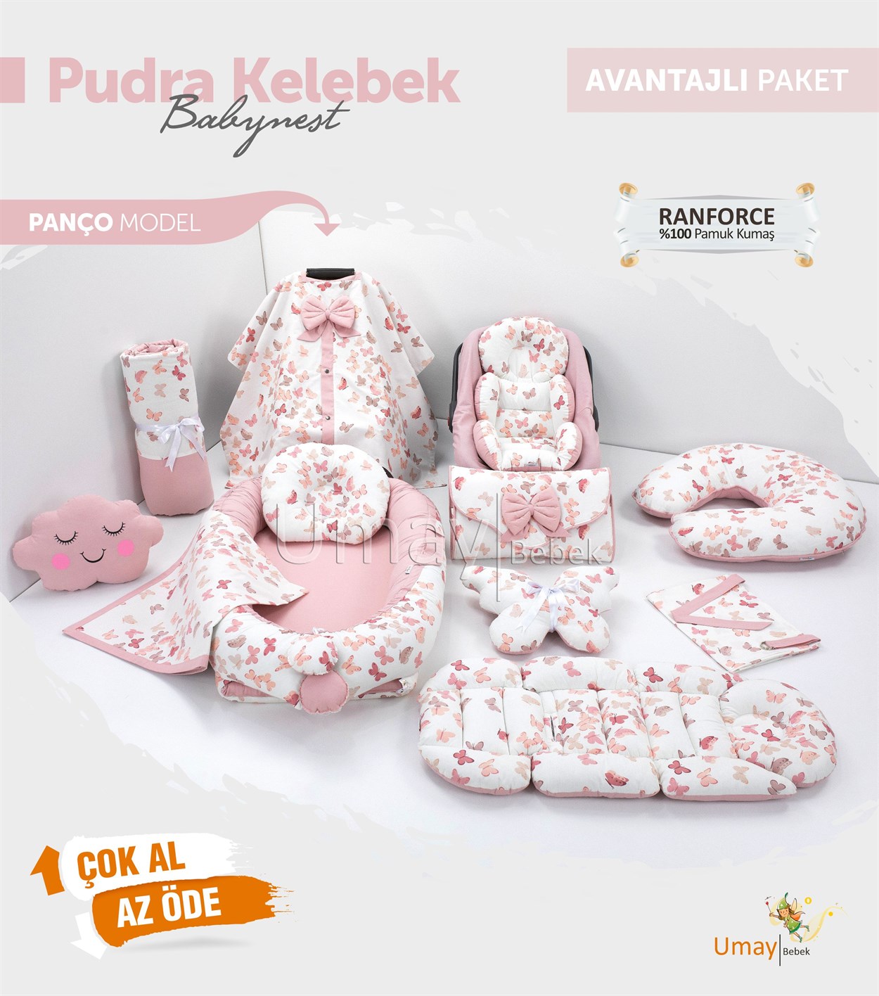 Umay BebekPudra Kelebek Komple Set (Tutmalı)