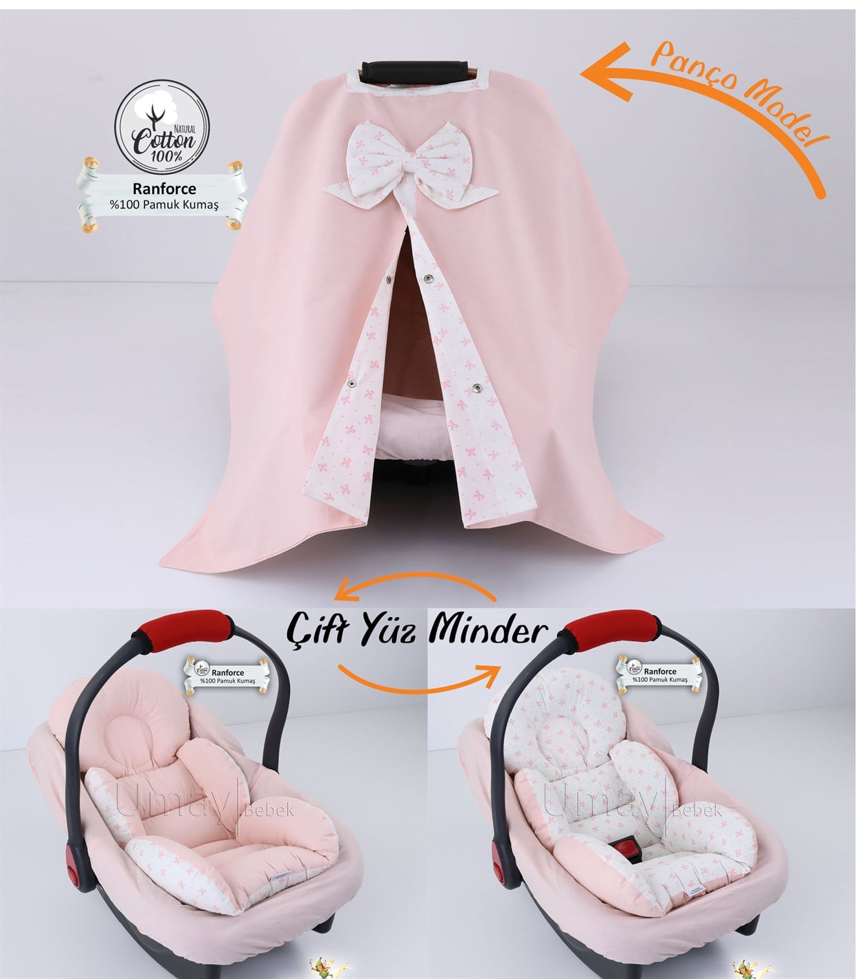 fabulinusPuset Örtüsü Takımı Minderli-Pembe (Panço)