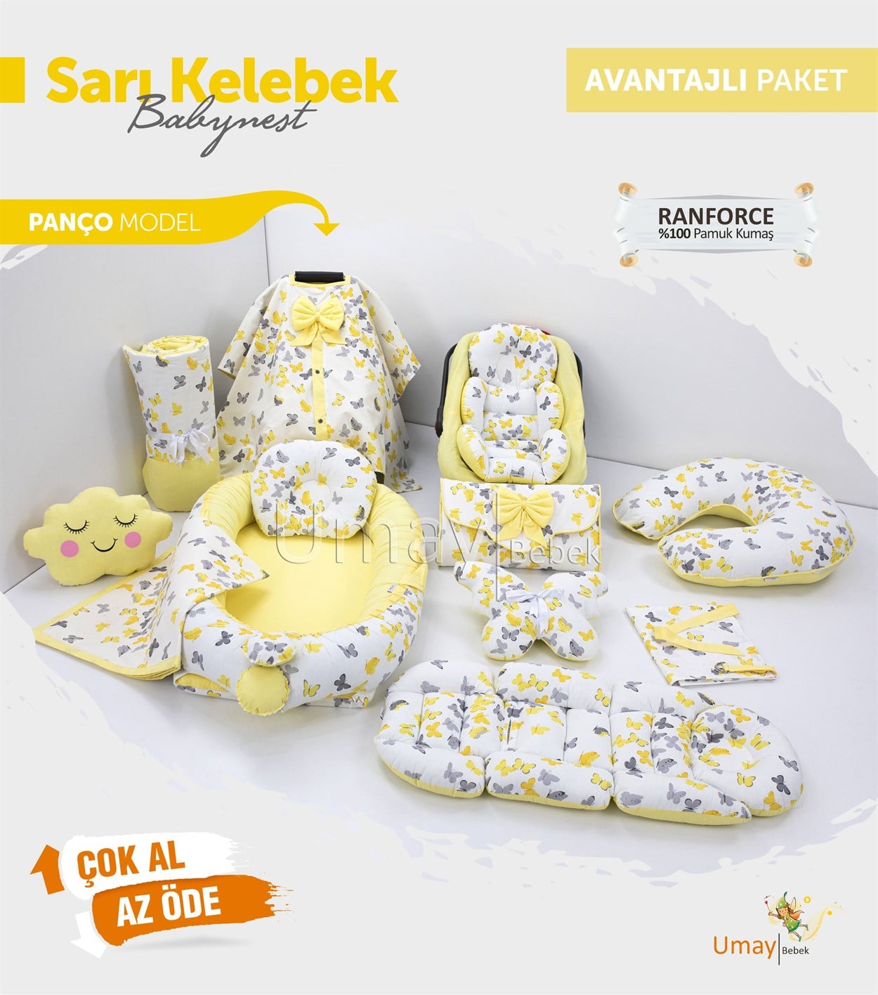 Umay BebekSarı Kelebek Komple Set (Tutmalı)