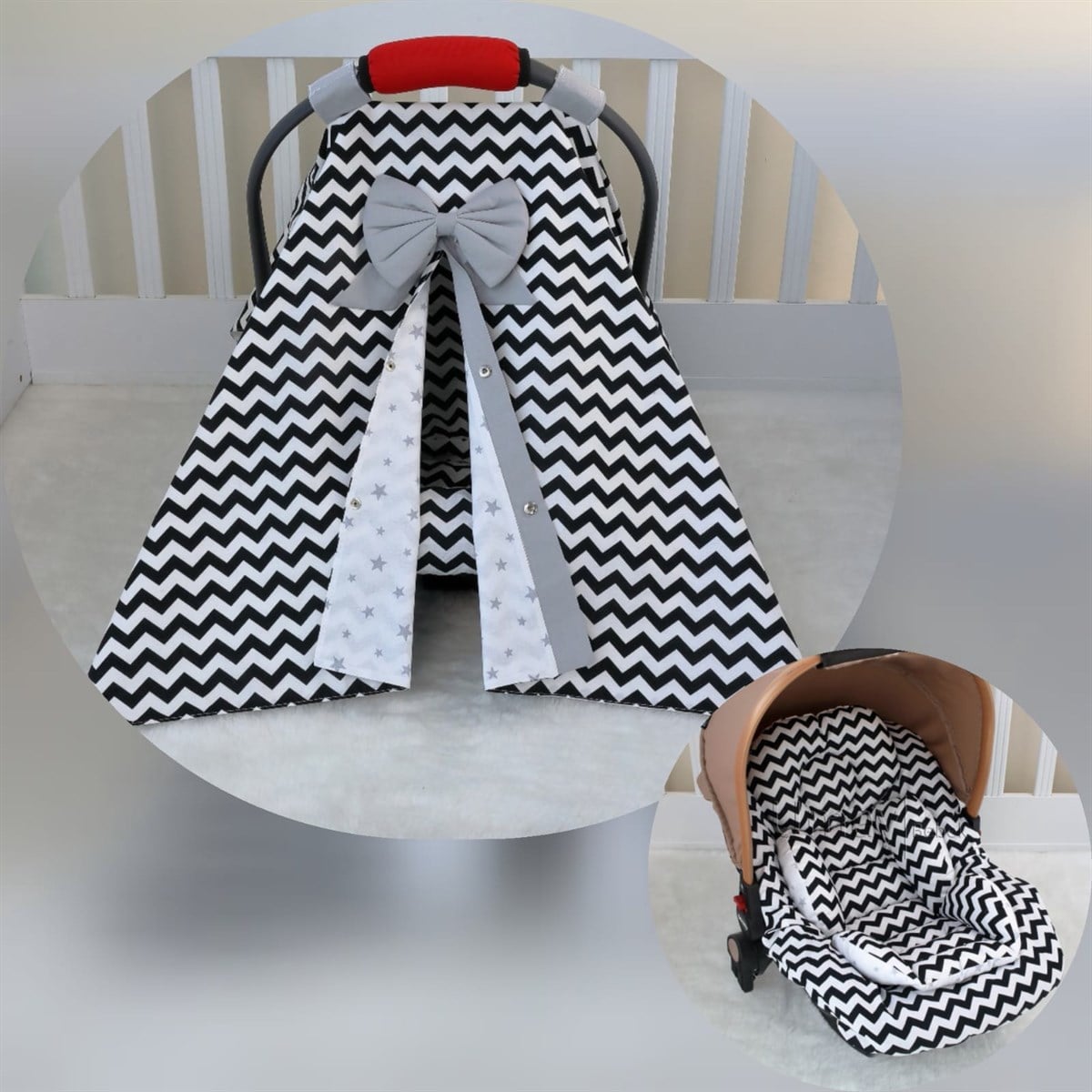 fabulinusSiayh Beyaz Zigzag Puset Takımı 