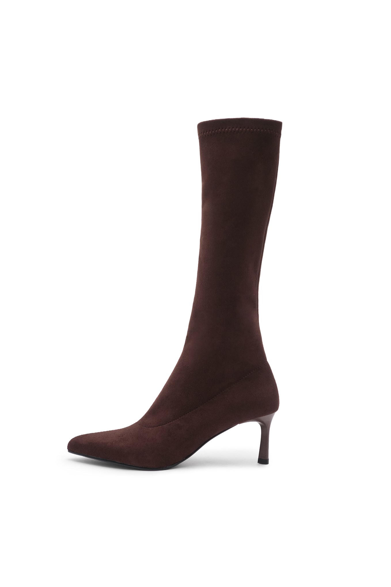 Claire Kahverengi Süet Streç İnce Topuklu Çizme