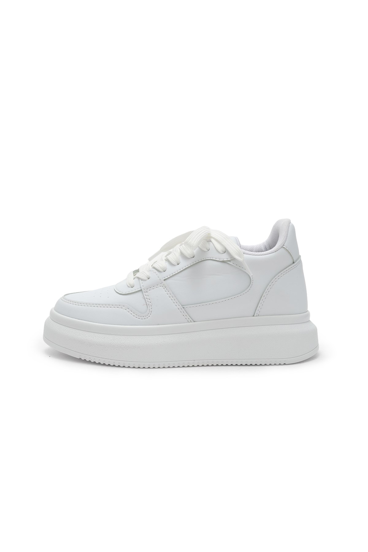 Secret 7 cm Boy Yükselten Dikiş Detaylı Beyaz Sneaker