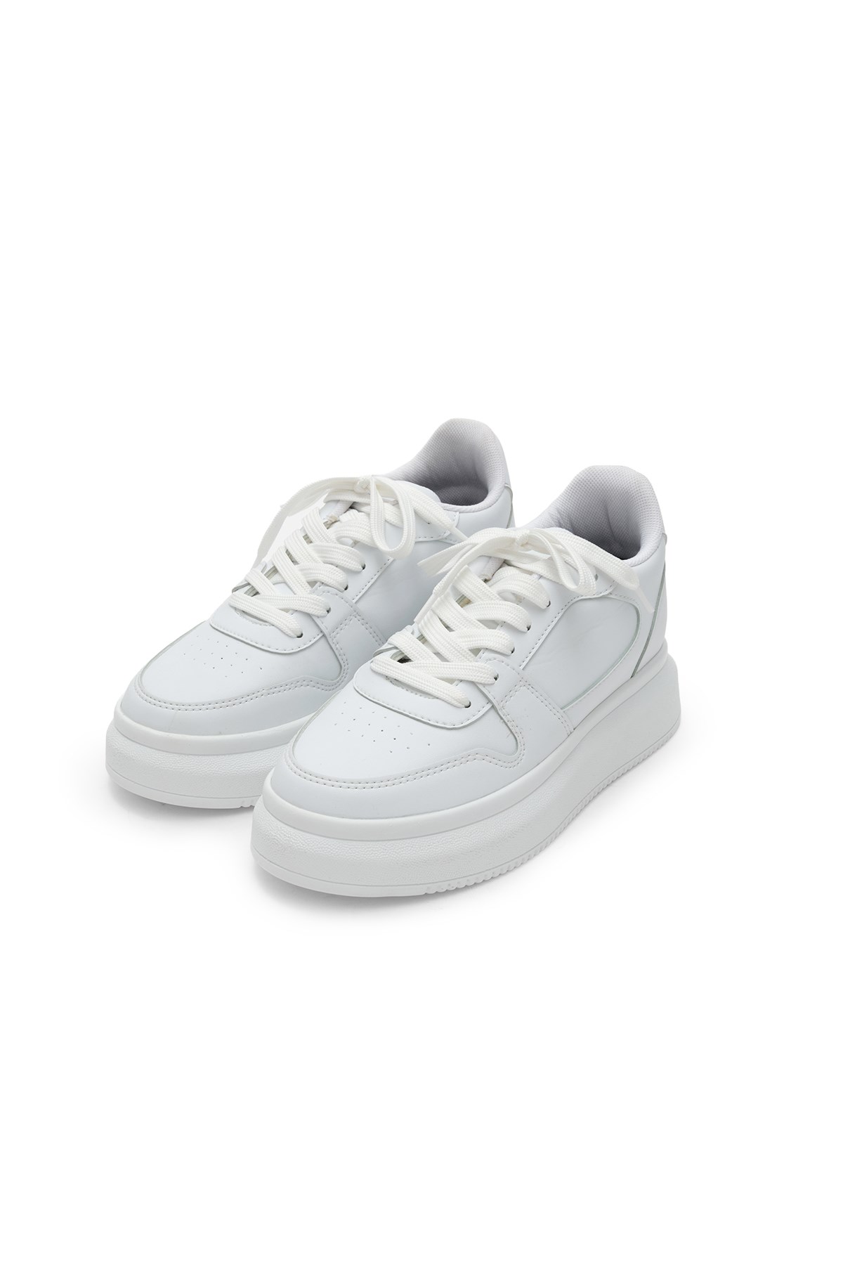 Secret 7 cm Boy Yükselten Dikiş Detaylı Beyaz Sneaker