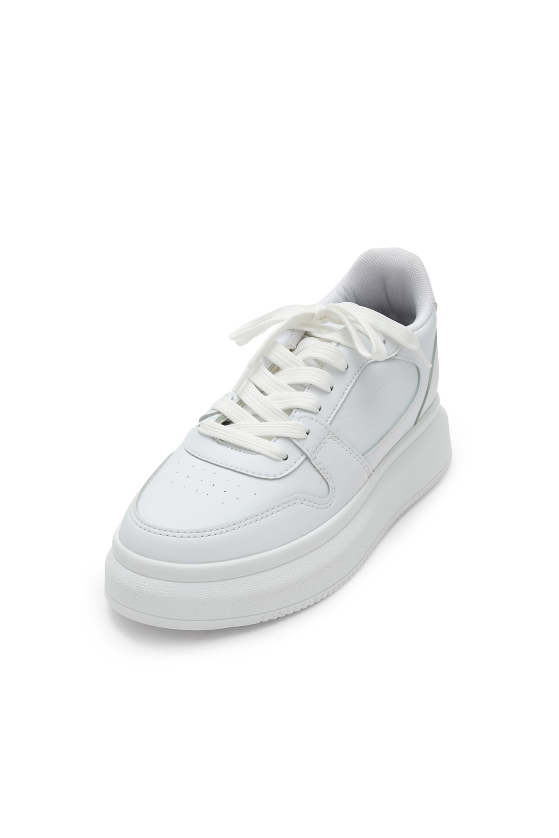 Secret 7 cm Boy Yükselten Dikiş Detaylı Beyaz Sneaker