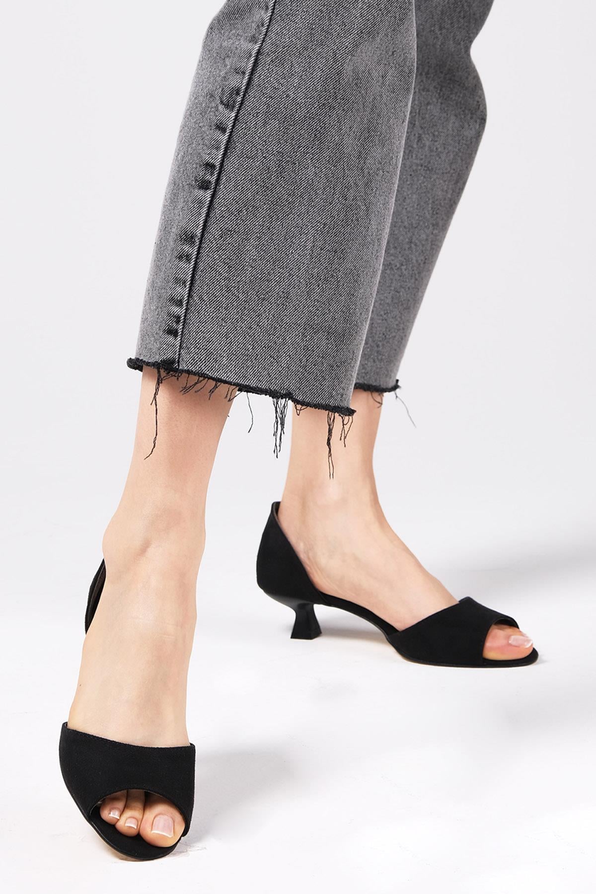 Adrian Black Color Short Heels