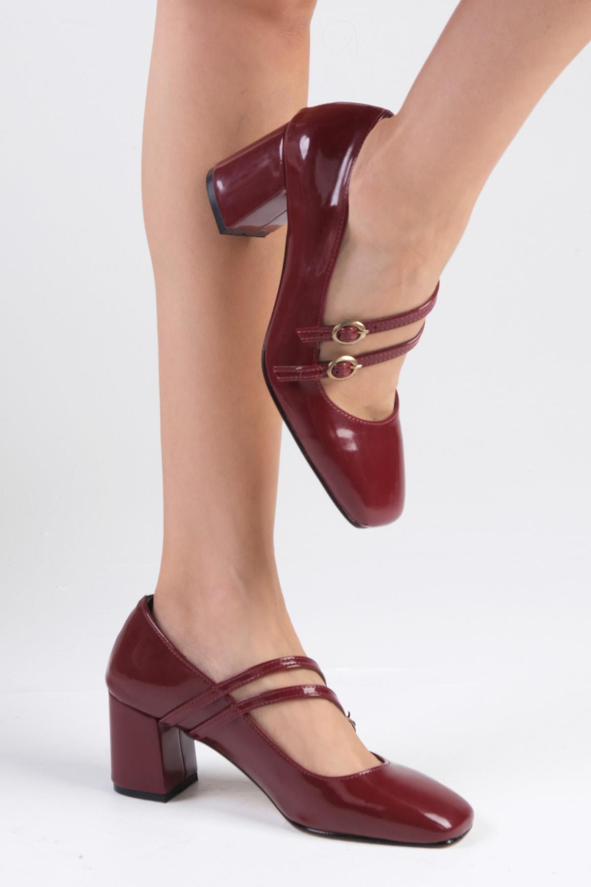 Beatrice Burgundy Patent Leather Heels