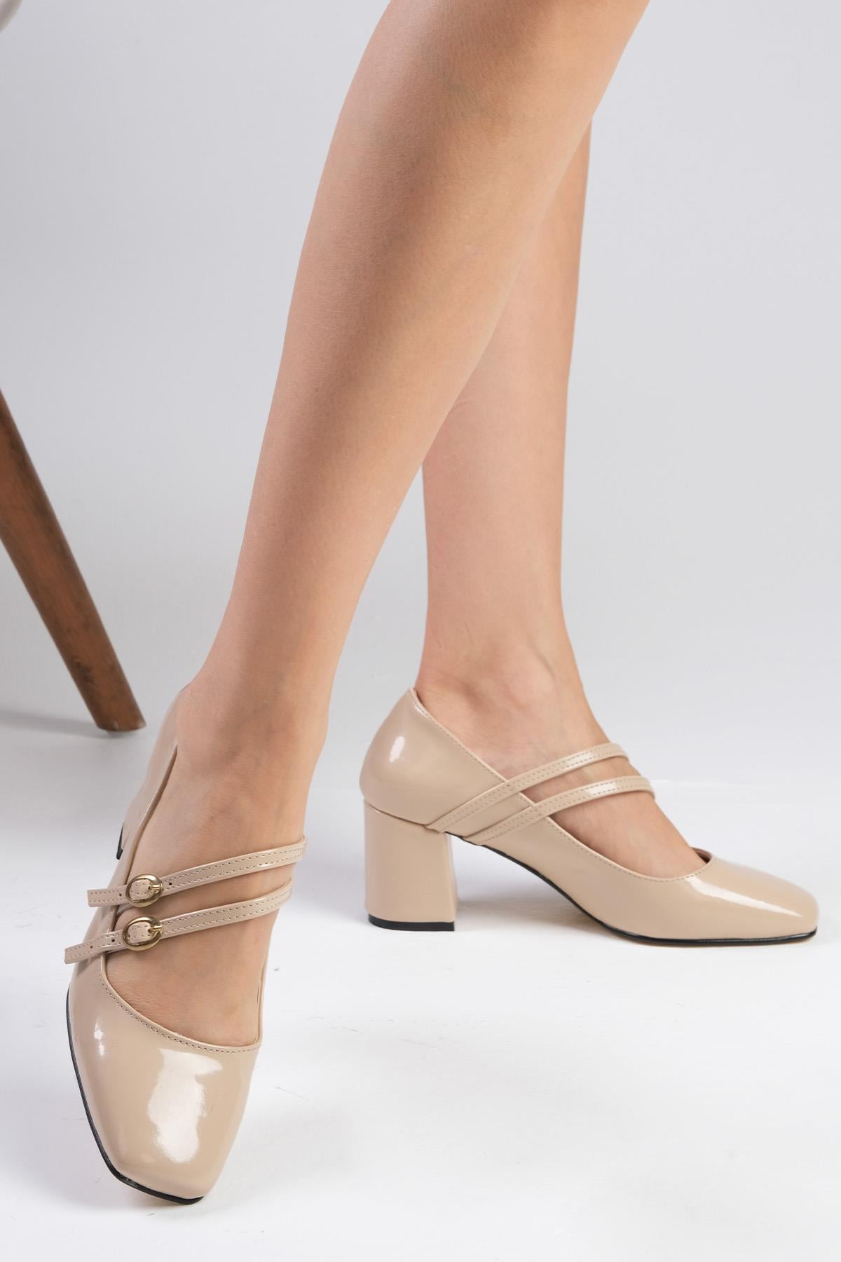 Beatrice Tan Patent Leather Heels