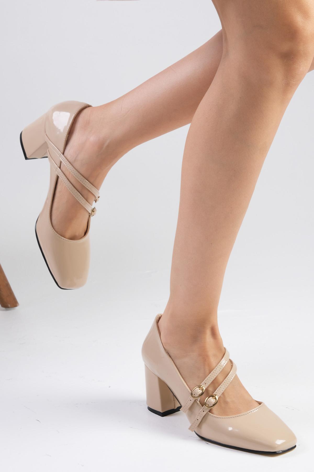 Beatrice Tan Patent Leather Heels