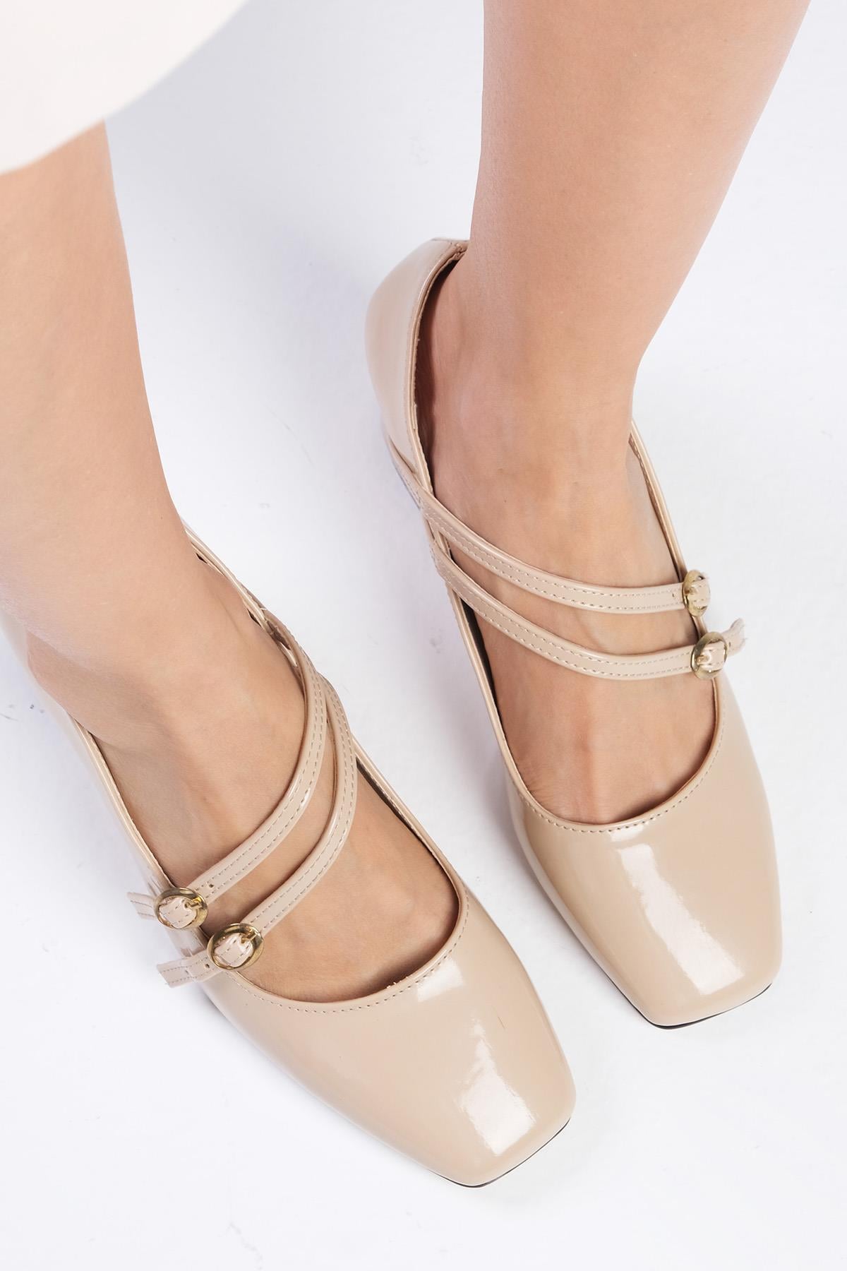 Beatrice Tan Patent Leather Heels