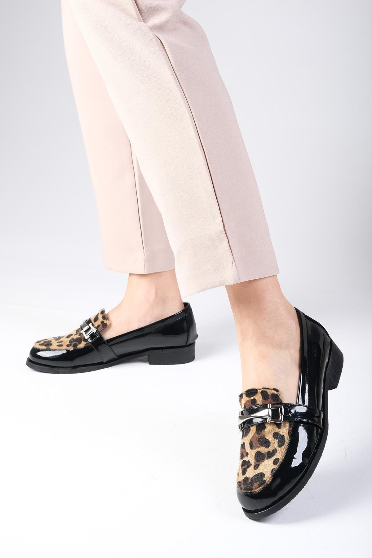 Bernice Leopar Desenli Rugan Oxford Ayakkabı