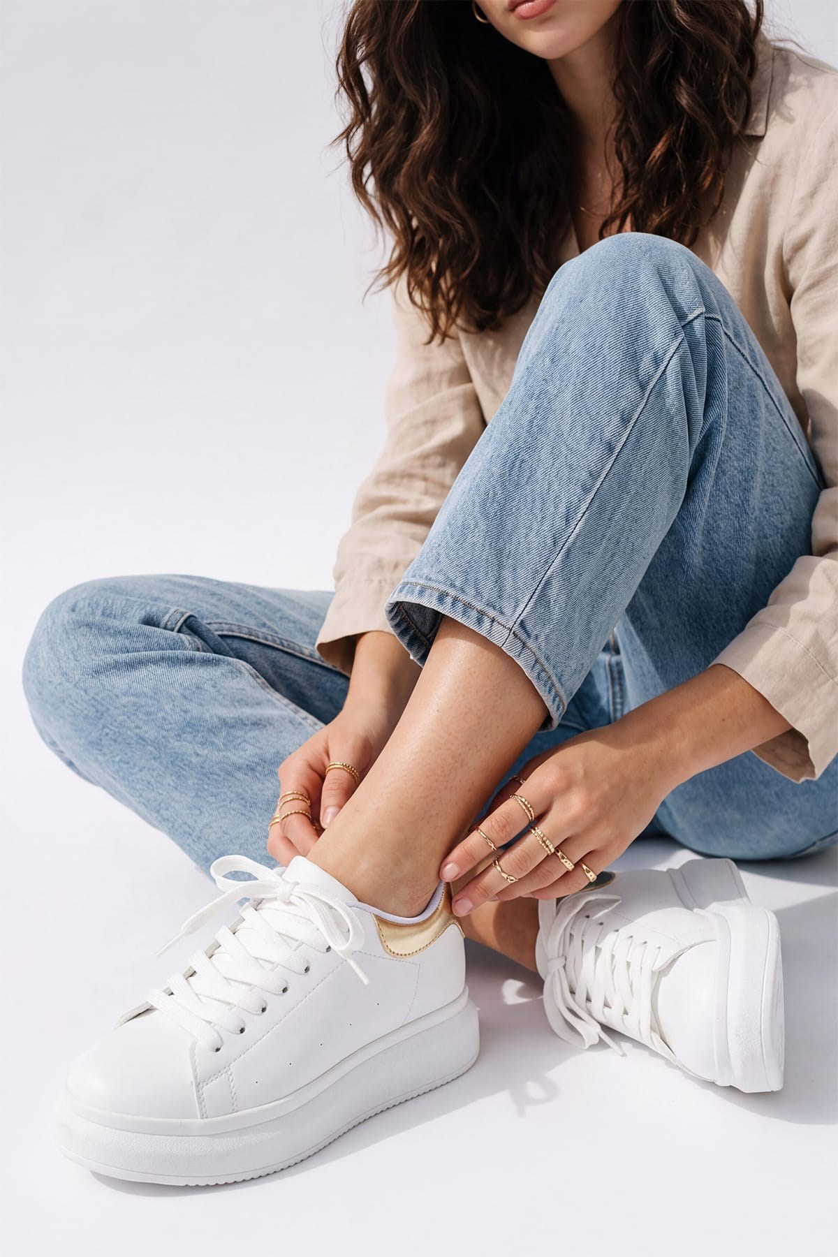 Secret 7 cm Boy Yükselten Beyaz Renk Sneaker