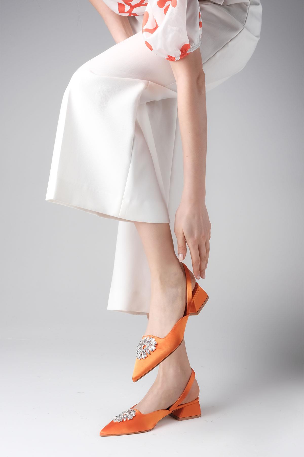 Claudia Orange Short Heels