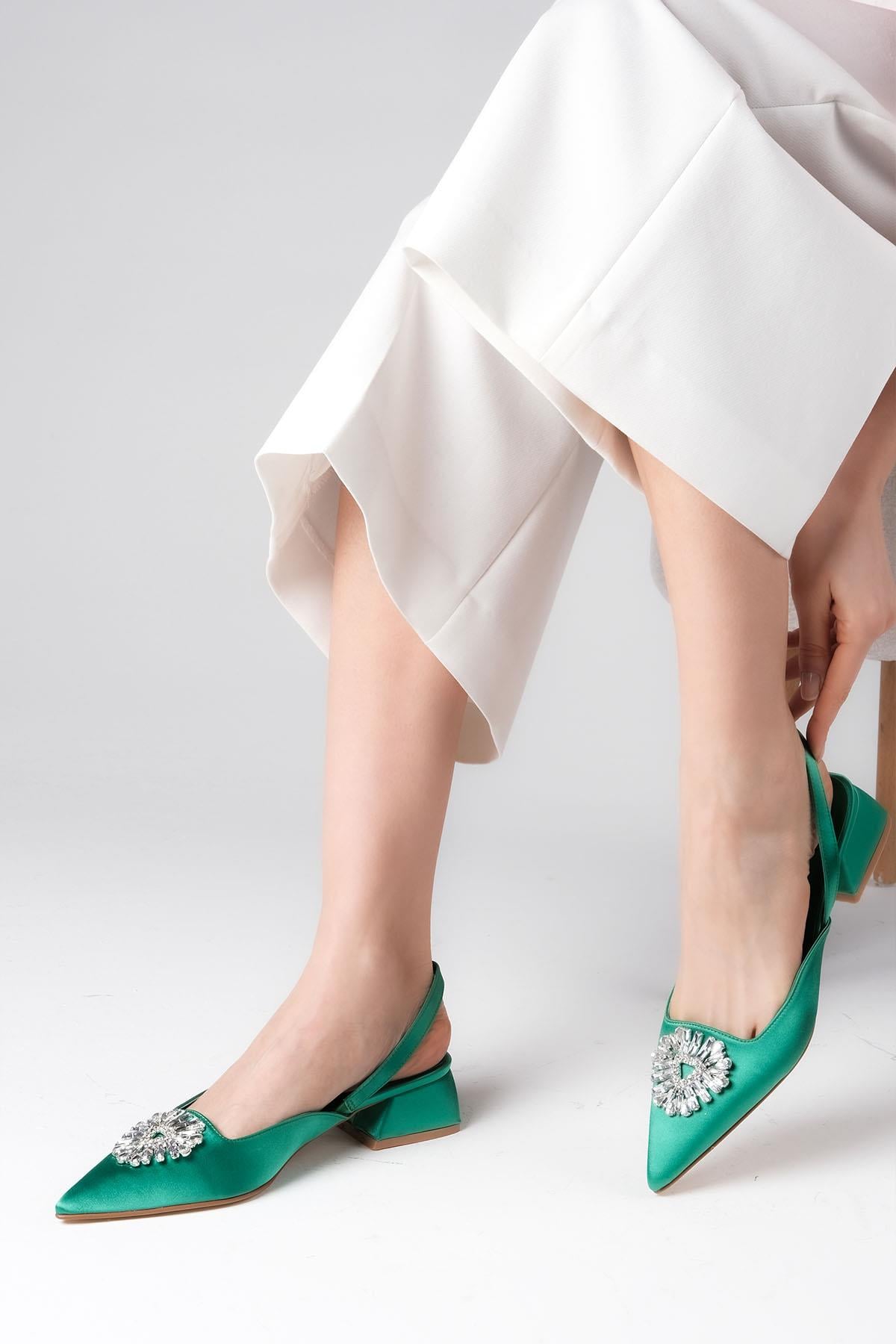 Claudia Green Color Short Heels